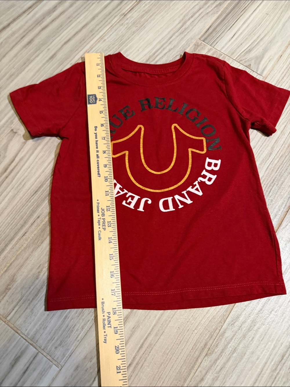 True Religion Red Kids Logo Tee with Yellow Outline - Picture 3 of 7